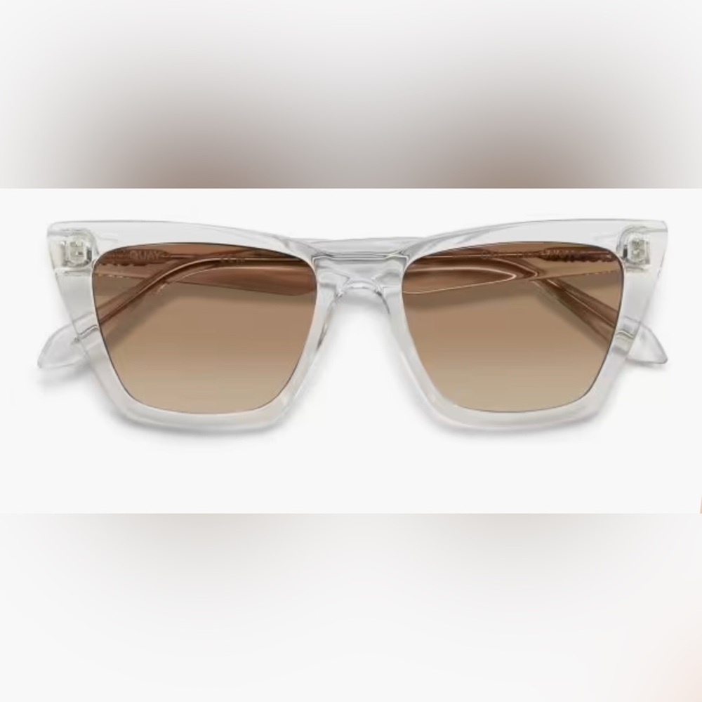 SOLD Quay Call The Shots Clear Frame / Sepia Lens cat eye sunglasses brand new - Picture 1 of 6